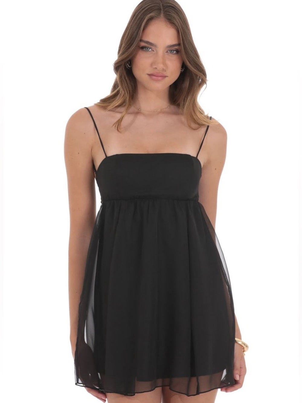 Lucy In The Sky Medium Black Sheer Mini Formal Casual Classic Cocktail Dress